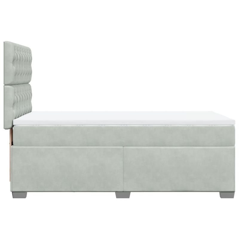 Casa si Gradina - Mobilier - Paturi si accesorii - Paturi - Pat box spring cu saltea, gri deschis, 100x200 cm, catifea - Infinity.ro