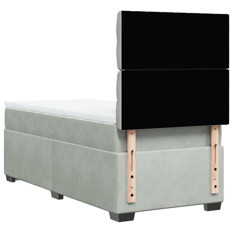 Casa si Gradina - Mobilier - Paturi si accesorii - Paturi - Pat box spring cu saltea, gri deschis, 100x200 cm, catifea - Infinity.ro