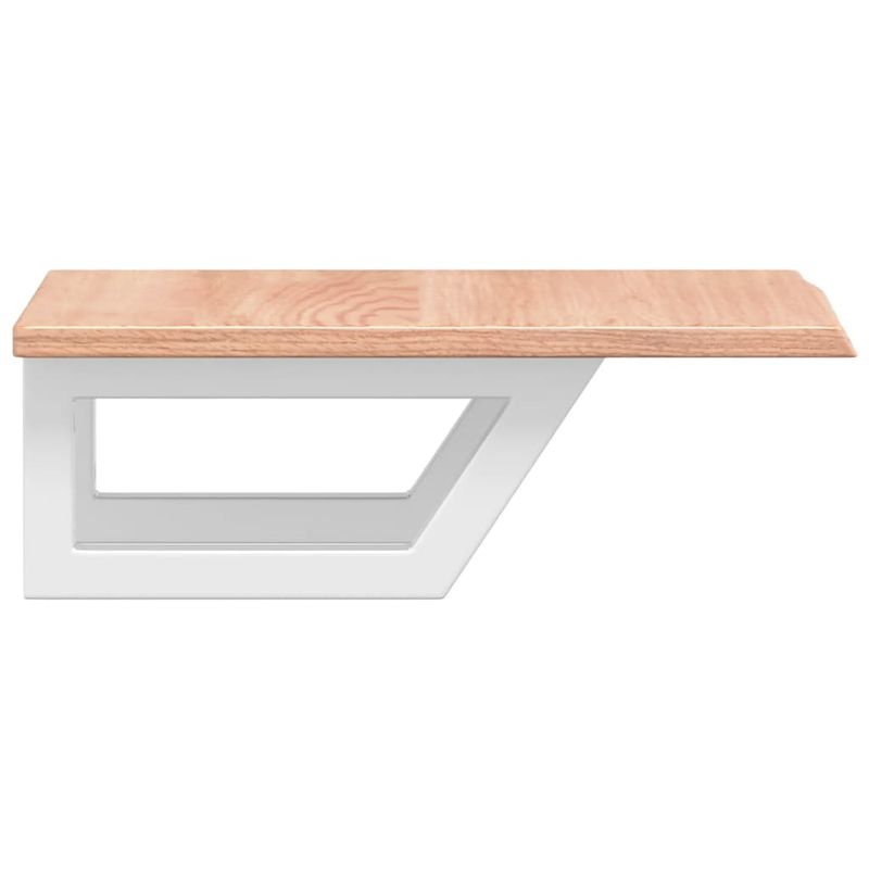 Casa si Gradina - Mobilier - Biblioteci si rafturi - Rafturi - Raft pentru lavoar montat pe perete, otel și lemn masiv stejar, maro deschis și alb, mărime 40x50x2 cm, model trapez - Infinity.ro