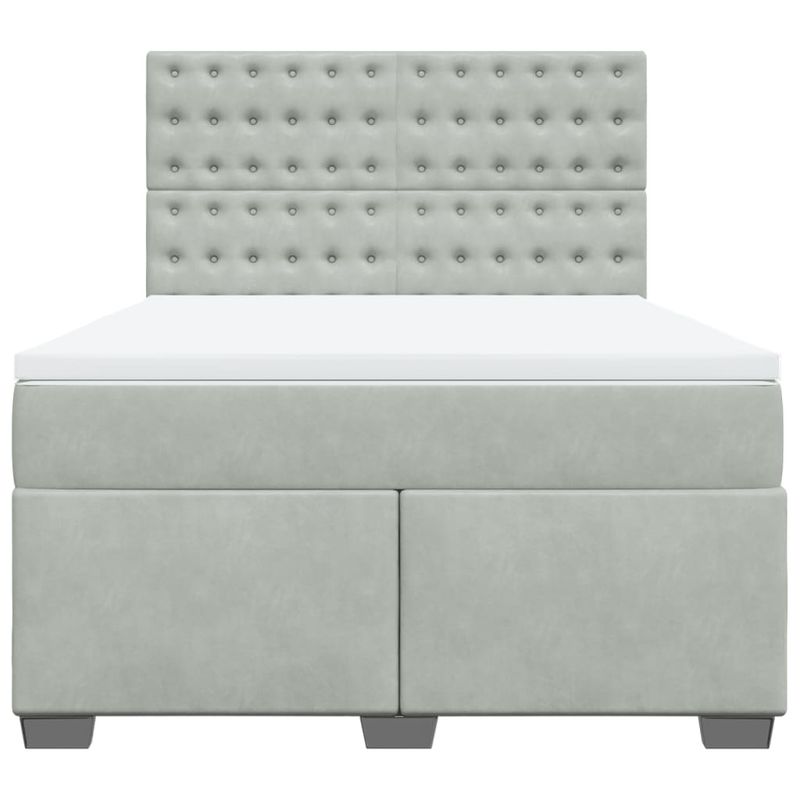 Casa si Gradina - Mobilier - Paturi si accesorii - Paturi - Pat box spring cu saltea, gri deschis, 140x200 cm, catifea - Infinity.ro