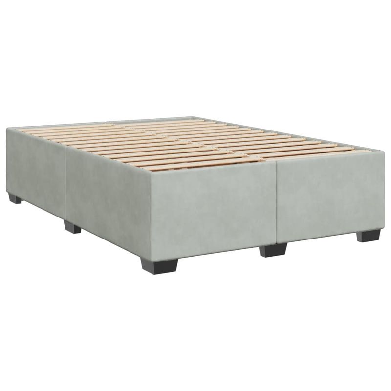 Casa si Gradina - Mobilier - Paturi si accesorii - Paturi - Pat box spring cu saltea, gri deschis, 140x200 cm, catifea - Infinity.ro