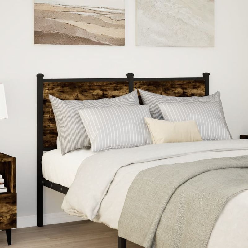 Casa si Gradina - Mobilier - Paturi si accesorii - Accesorii paturi - Tablie de pat, stejar fumuriu, 120 cm, lemn prelucrat si otel - Infinity.ro