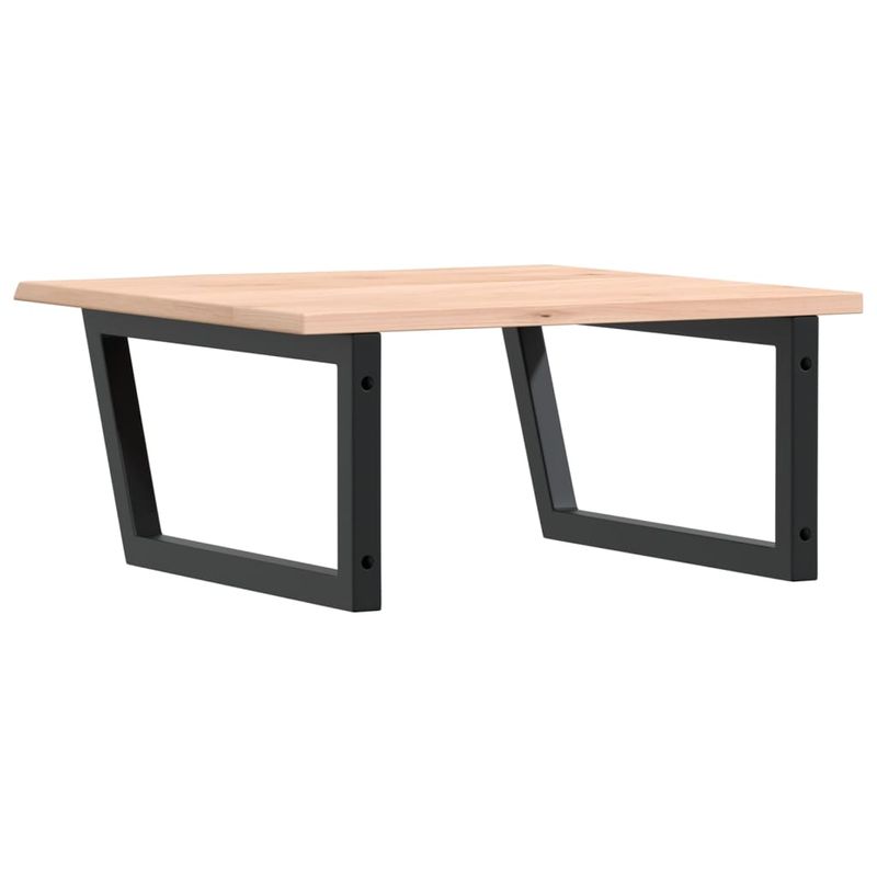 Casa si Gradina - Mobilier - Biblioteci si rafturi - Rafturi - Raft pentru lavoar montat pe perete, otel și lemn masiv stejar, maro și negru, mărime 60x60x2 cm, model trapez - Infinity.ro