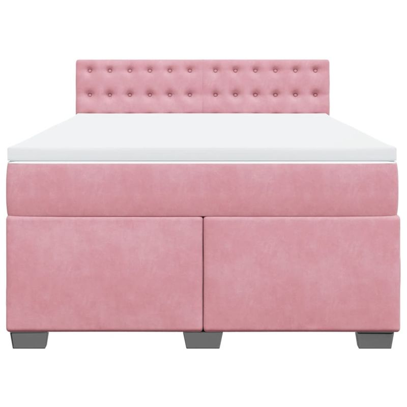 Casa si Gradina - Mobilier - Paturi si accesorii - Paturi - Pat box spring cu saltea, roz, 160x200 cm, catifea - Infinity.ro