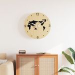 Casa si Gradina - Decoratiuni - Ceasuri - Ceas de perete galben si negru, Ø30 cm, lemn prelucrat - Infinity.ro