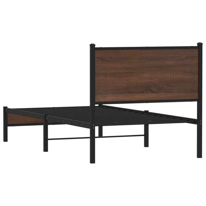 Casa si Gradina - Mobilier - Paturi si accesorii - Paturi - Cadru pat metalic cu tablie, stejar maro, 90x200 cm, model cu tăblie de cap și tăblie de picioare joasă - Infinity.ro