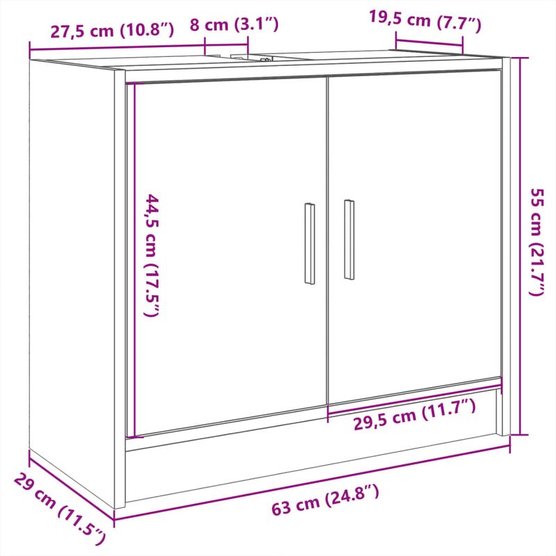 Casa si Gradina - Mobilier - Mobilier baie - Comode baie - Dulap de chiuveta, negru, 63x29x55 cm, lemn prelucrat - Infinity.ro