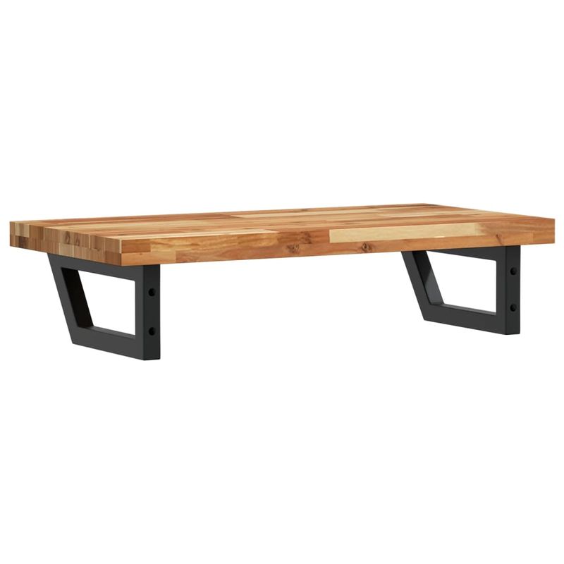 Casa si Gradina - Mobilier - Biblioteci si rafturi - Rafturi - Raft pentru lavoar montat pe perete, otel și lemn masiv acacia, maro închis și negru, mărime 80x40x4 cm, model trapez - Infinity.ro