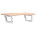 Casa si Gradina - Mobilier - Comode si corpuri - Masute de toaleta - Raft pentru lavoar montat pe perete, otel și lemn masiv stejar, maro și alb, mărime 60x40x2 cm, model trapez - Infinity.ro