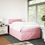 Casa si Gradina - Mobilier - Paturi si accesorii - Paturi - Pat box spring cu saltea, roz, 120x200 cm, catifea - Infinity.ro