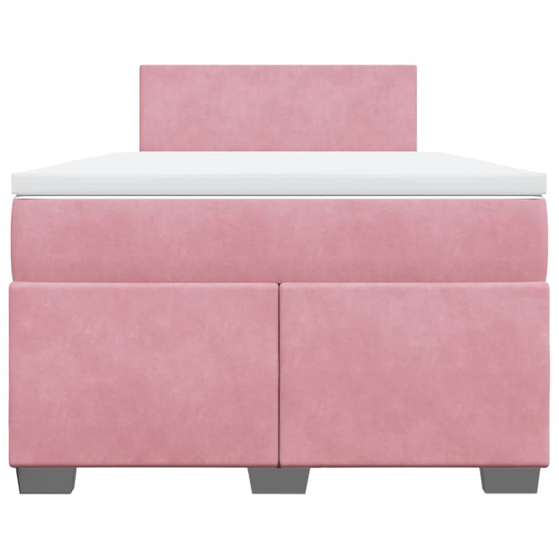Casa si Gradina - Mobilier - Paturi si accesorii - Paturi - Pat box spring cu saltea, roz, 120x200 cm, catifea - Infinity.ro