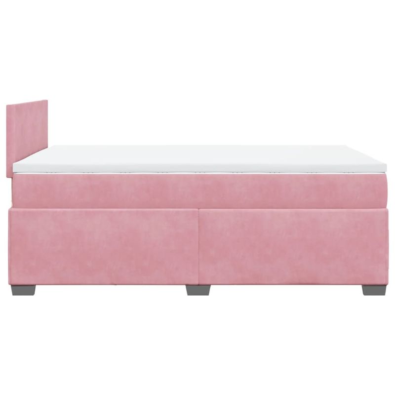 Casa si Gradina - Mobilier - Paturi si accesorii - Paturi - Pat box spring cu saltea, roz, 120x200 cm, catifea - Infinity.ro