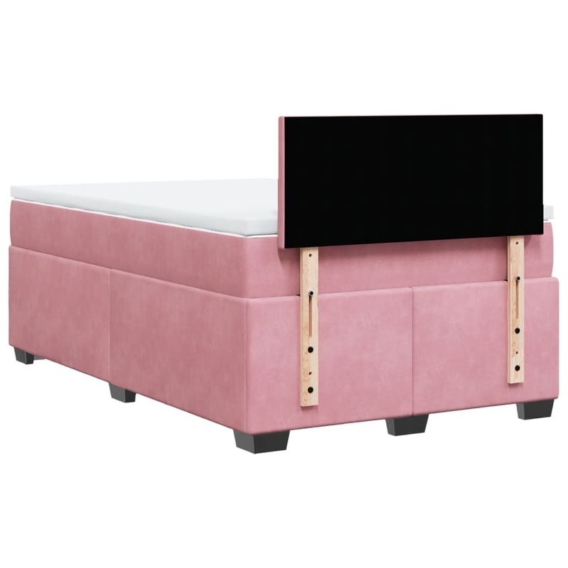Casa si Gradina - Mobilier - Paturi si accesorii - Paturi - Pat box spring cu saltea, roz, 120x200 cm, catifea - Infinity.ro