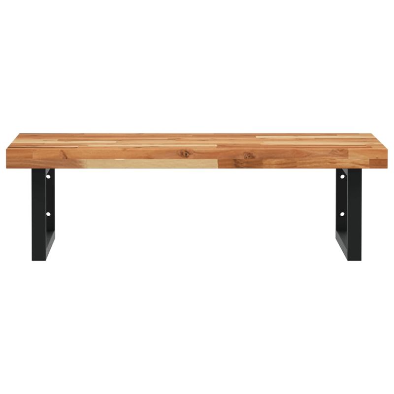 Casa si Gradina - Mobilier - Biblioteci si rafturi - Rafturi - Raft pentru lavoar montat pe perete, otel și lemn masiv acacia, maro închis și negru, mărime 80x50x4 cm, model dreptunghiular - Infinity.ro