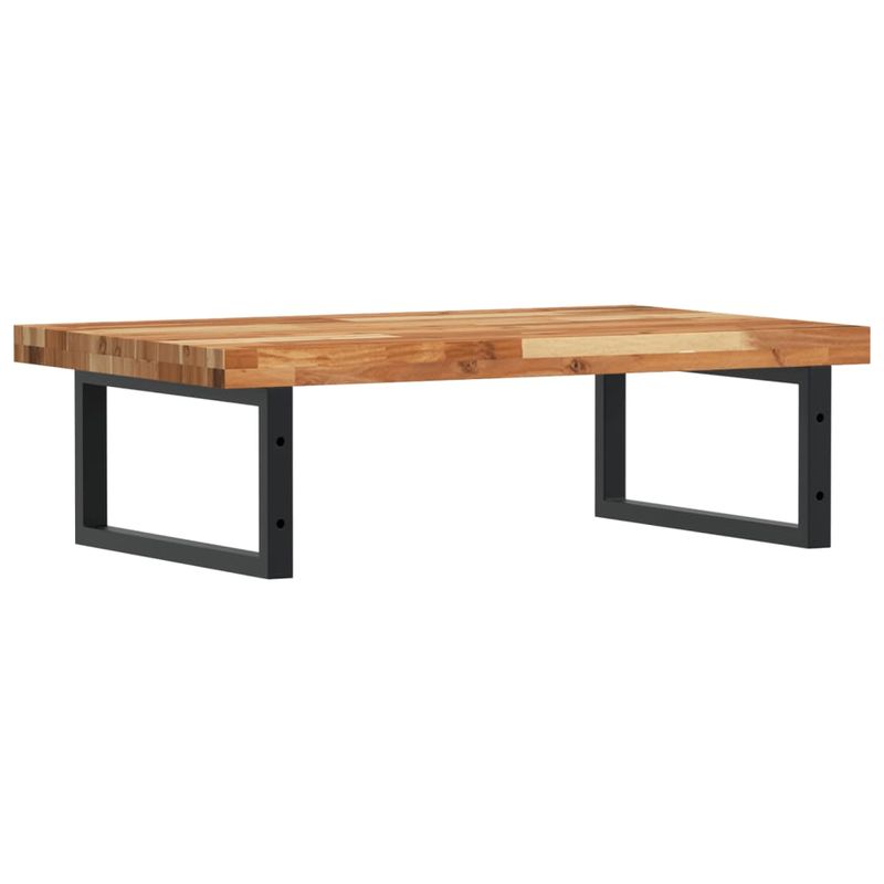 Casa si Gradina - Mobilier - Biblioteci si rafturi - Rafturi - Raft pentru lavoar montat pe perete, otel și lemn masiv acacia, maro închis și negru, mărime 80x50x4 cm, model dreptunghiular - Infinity.ro