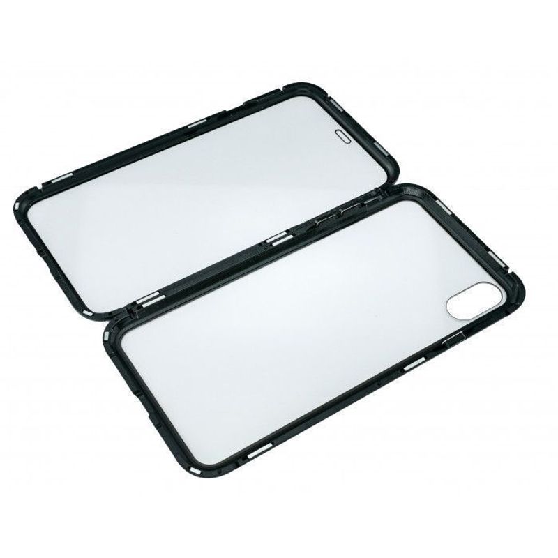 Laptop, Telefoane si Tablete - Telefoane mobile si accesorii - Accesorii Telefoane - Huse telefoane - Carcasa din sticla securizata cu rama magnetica pentru iPhone Xs Max, Negru-Transparent - Infinity.ro