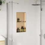 Casa si Gradina - Sanitare - Cazi si cabine de dus - Paravane si usi - Nisa de dus, auriu periat, 32x62x9 cm, otel inoxidabil - Infinity.ro