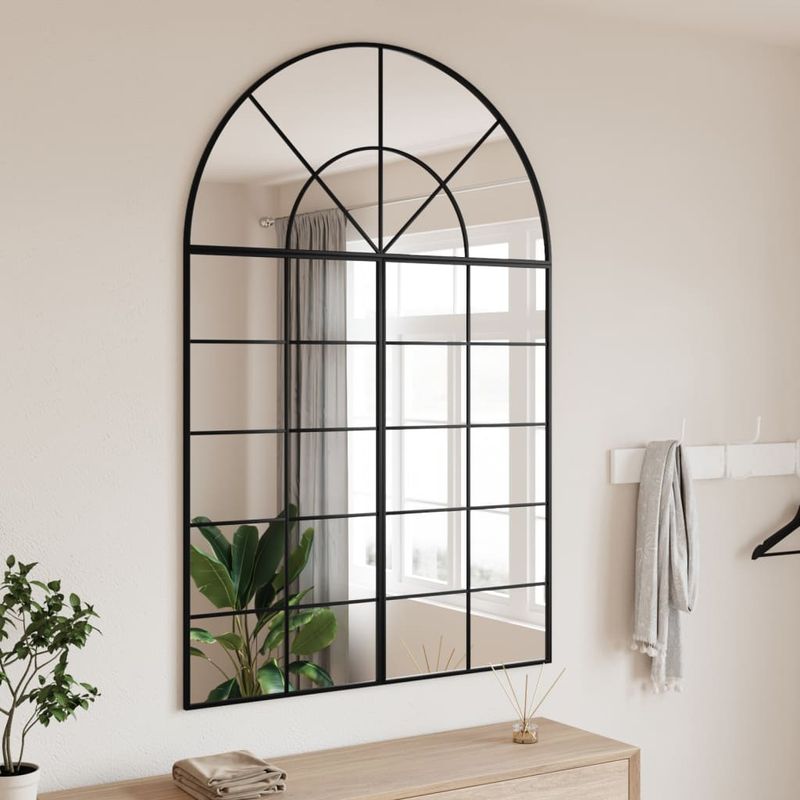 Casa si Gradina - Decoratiuni - Oglinzi - Oglinda de perete, negru, 100x150 cm, arcuita, fier - Infinity.ro