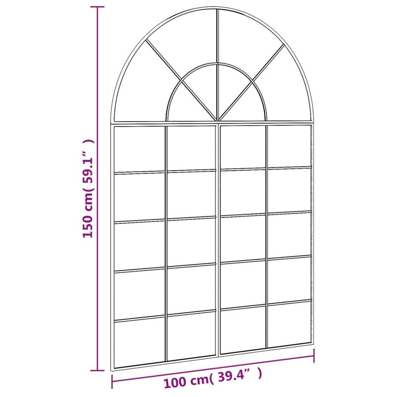 Casa si Gradina - Decoratiuni - Oglinzi - Oglinda de perete, negru, 100x150 cm, arcuita, fier - Infinity.ro