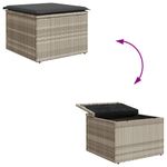 Casa si Gradina - Gradina si terasa - Mobilier exterior - Scaune si sezlonguri gradina - Taburet de gradina cu pernă gri deschis, 55x55x37 cm, poliratan, model cu depozitare și sac - Infinity.ro