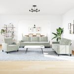 Casa si Gradina - Mobilier - Seturi de mobilier - Seturi living - Set de canapele cu perne, 3 piese, gri deschis, catifea - Infinity.ro