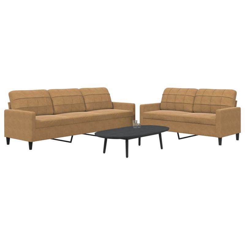 Casa si Gradina - Mobilier - Seturi de mobilier - Seturi living - Set de canapele cu perne, 2 piese, maro, catifea - Infinity.ro