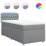 Casa si Gradina - Mobilier - Paturi si accesorii - Paturi - Pat box spring cu saltea, gri deschis, 90x190 cm, textil - Infinity.ro