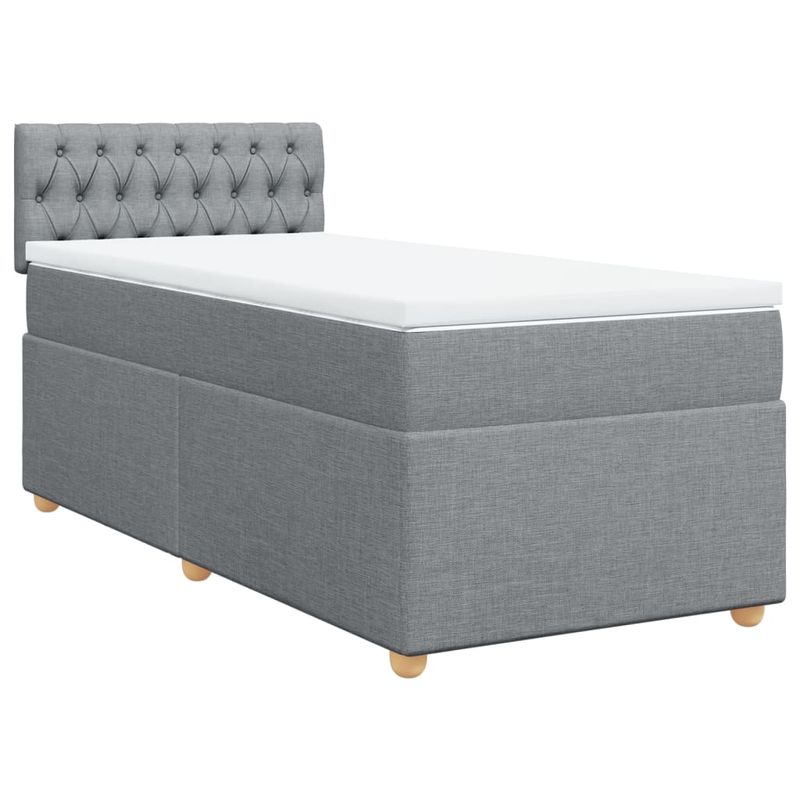 Casa si Gradina - Mobilier - Paturi si accesorii - Paturi - Pat box spring cu saltea, gri deschis, 90x190 cm, textil - Infinity.ro