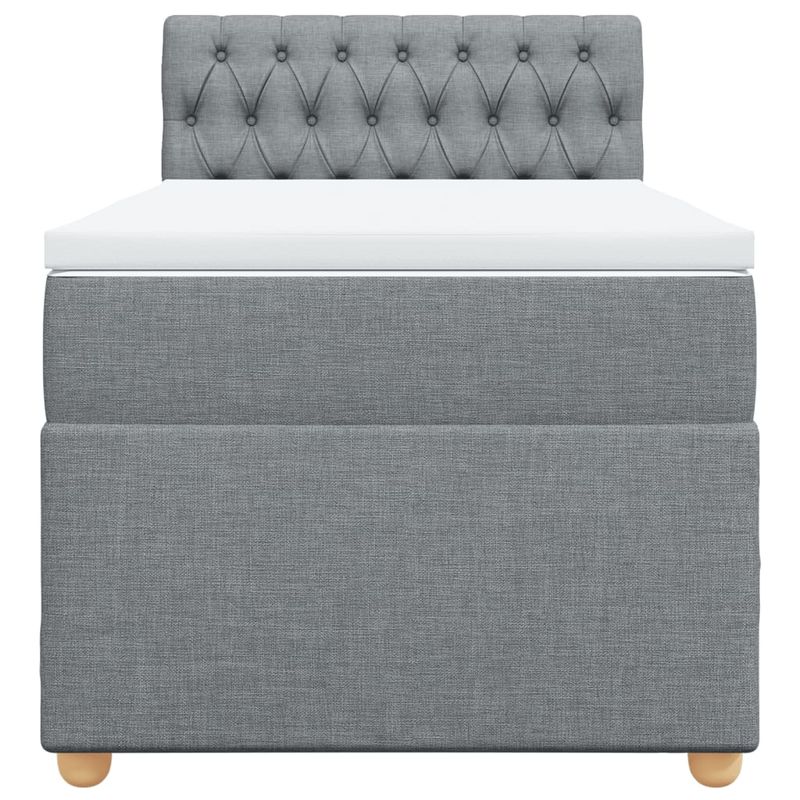 Casa si Gradina - Mobilier - Paturi si accesorii - Paturi - Pat box spring cu saltea, gri deschis, 90x190 cm, textil - Infinity.ro