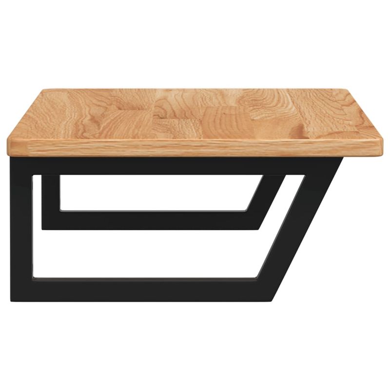 Casa si Gradina - Mobilier - Comode si corpuri - Masute de toaleta - Raft pentru lavoar montat pe perete, otel și lemn masiv stejar, maro deschis și negru, mărime 100x50x2.5 cm, model trapez - Infinity.ro