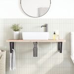 Casa si Gradina - Mobilier - Comode si corpuri - Masute de toaleta - Raft pentru lavoar montat pe perete, otel si lemn masiv fag - Infinity.ro