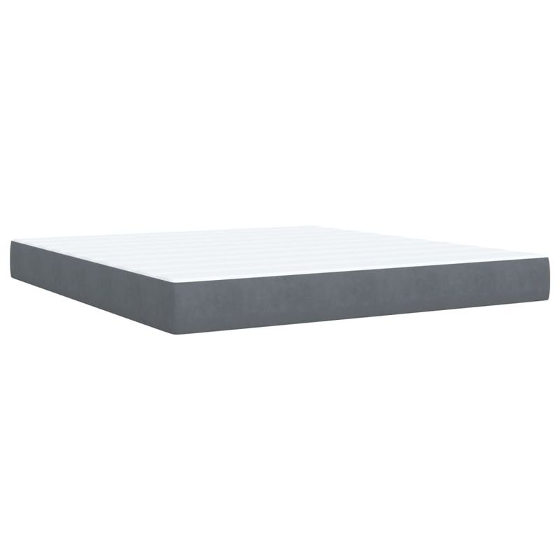 Casa si Gradina - Mobilier - Paturi si accesorii - Paturi - Pat box spring cu saltea, gri inchis, 180x200 cm, catifea - Infinity.ro