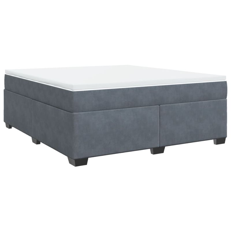 Casa si Gradina - Mobilier - Paturi si accesorii - Paturi - Pat box spring cu saltea, gri inchis, 180x200 cm, catifea - Infinity.ro