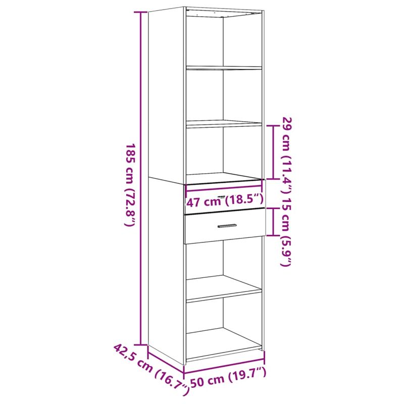Casa si Gradina - Mobilier - Comode si corpuri - Corpuri bucatarie - Dulap inalt, gri sonoma, 50x42,5x185 cm, lemn prelucrat - Infinity.ro