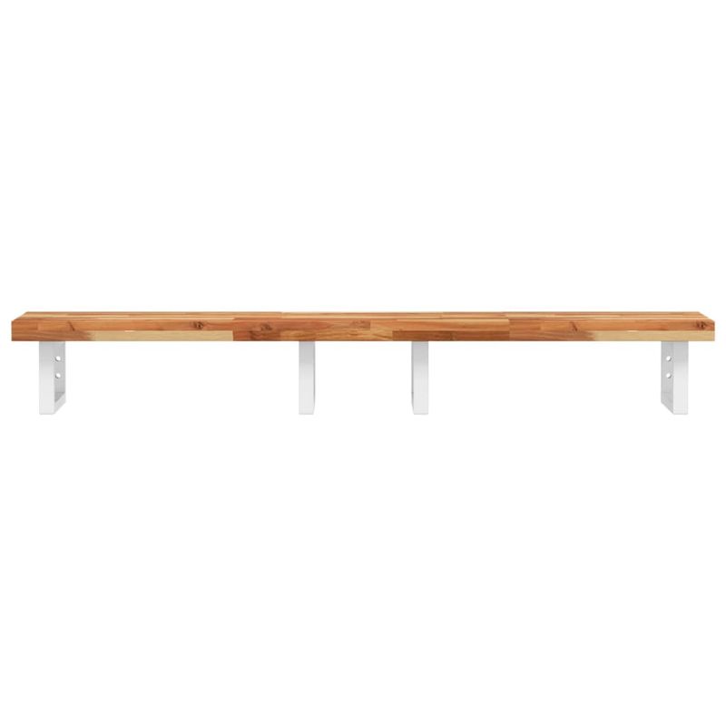 Casa si Gradina - Mobilier - Biblioteci si rafturi - Rafturi - Raft pentru lavoar montat pe perete, otel și lemn masiv acacia, maro închis și alb, mărime 140x40x4 cm, model dreptunghiular - Infinity.ro