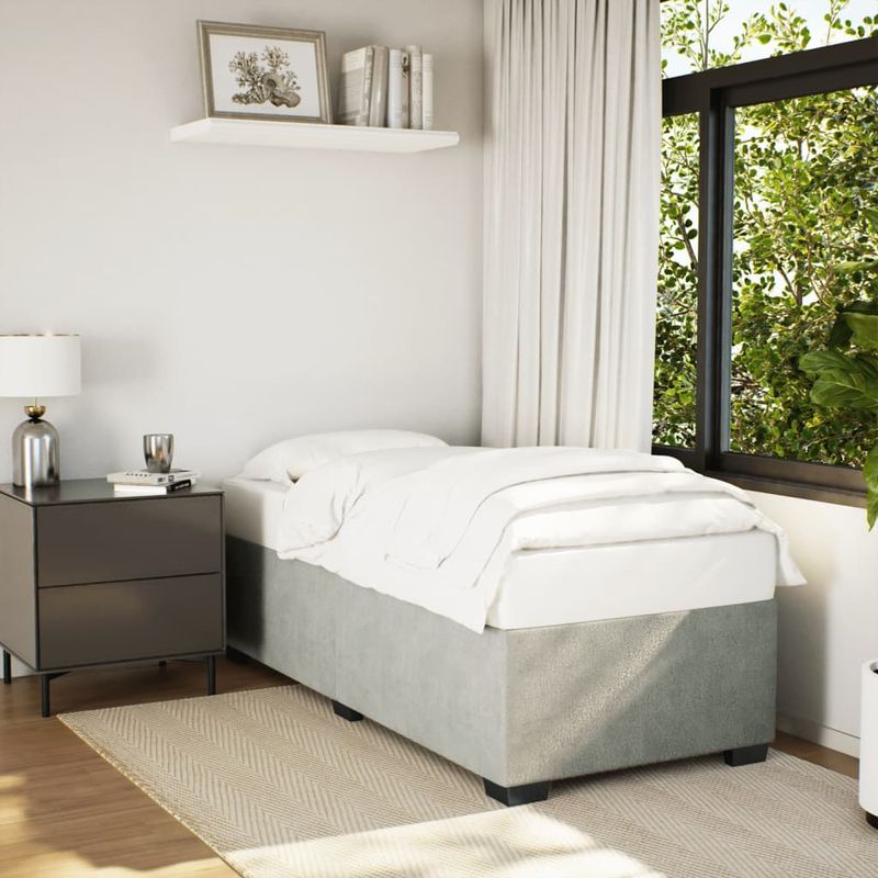 Casa si Gradina - Mobilier - Paturi si accesorii - Paturi - Cadru de pat, gri deschis, 90x190 cm, catifea - Infinity.ro