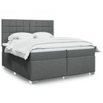 Casa si Gradina - Mobilier - Paturi si accesorii - Paturi - Pat box spring cu saltea, gri inchis, 200x200 cm, textil - Infinity.ro