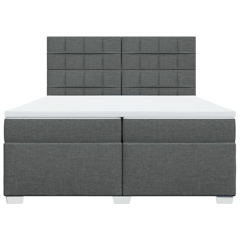 Casa si Gradina - Mobilier - Paturi si accesorii - Paturi - Pat box spring cu saltea, gri inchis, 200x200 cm, textil - Infinity.ro
