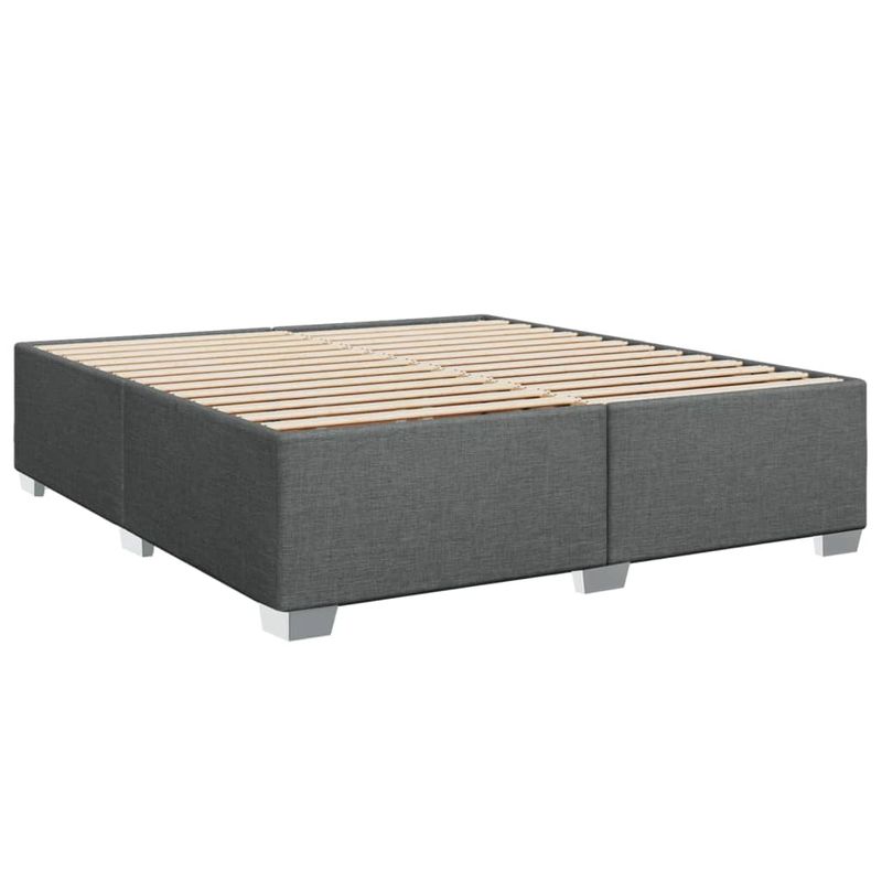 Casa si Gradina - Mobilier - Paturi si accesorii - Paturi - Pat box spring cu saltea, gri inchis, 200x200 cm, textil - Infinity.ro