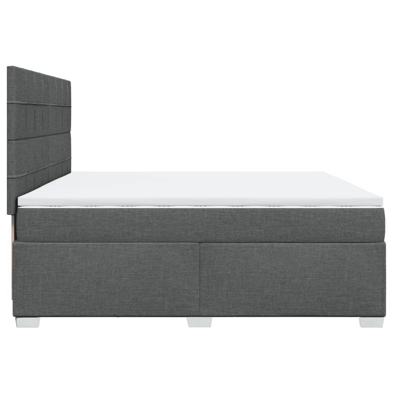 Casa si Gradina - Mobilier - Paturi si accesorii - Paturi - Pat box spring cu saltea, gri inchis, 200x200 cm, textil - Infinity.ro