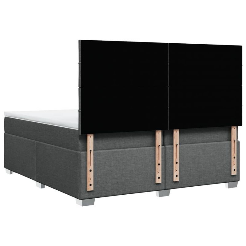 Casa si Gradina - Mobilier - Paturi si accesorii - Paturi - Pat box spring cu saltea, gri inchis, 200x200 cm, textil - Infinity.ro
