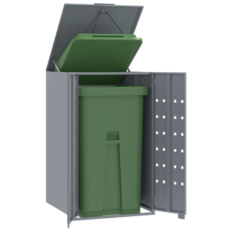 Casa si Gradina - Gradina si terasa - Mobilier exterior - Dulapuri si lazi depozitare exterior - Depozitare cos gunoi cu roti, 1 cos, gri, 69x79x117 cm, otel - Infinity.ro