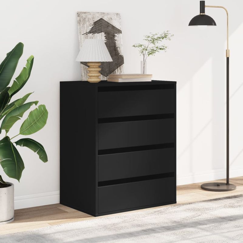 Casa si Gradina - Mobilier - Comode si corpuri - Comode - Dulap colt cu sertare negru 60x41x76 cm lemn prelucrat - Infinity.ro