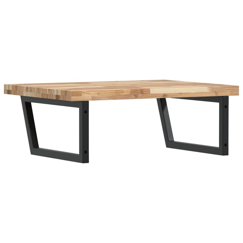 Casa si Gradina - Mobilier - Biblioteci si rafturi - Rafturi - Raft pentru lavoar montat pe perete, otel și lemn masiv acacia, maro și negru, mărime 100x60x4 cm, model trapez - Infinity.ro