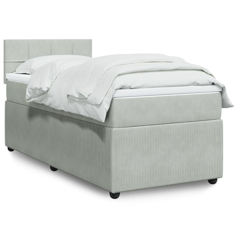 Casa si Gradina - Mobilier - Paturi si accesorii - Paturi - Pat continental cu saltea, gri deschis, 80x200 cm, catifea - Infinity.ro