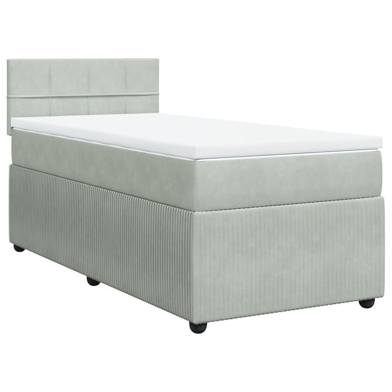 Casa si Gradina - Mobilier - Paturi si accesorii - Paturi - Pat continental cu saltea, gri deschis, 80x200 cm, catifea - Infinity.ro