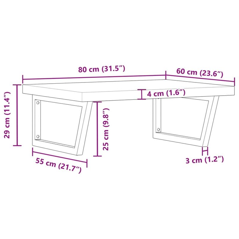 Casa si Gradina - Mobilier - Biblioteci si rafturi - Rafturi - Raft pentru lavoar montat pe perete, otel și lemn masiv acacia, maro și negru, mărime 80x60x4 cm, model trapez - Infinity.ro