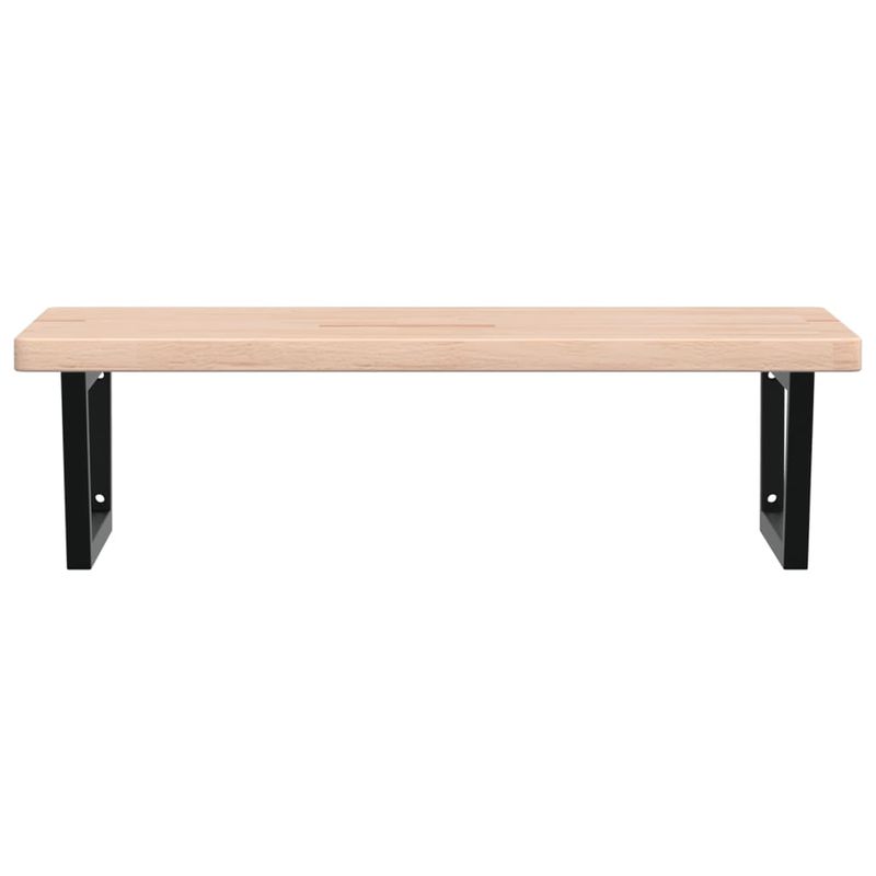Casa si Gradina - Mobilier - Biblioteci si rafturi - Rafturi - Raft pentru lavoar montat pe perete, otel și lemn masiv stejar, maro și negru, mărime 100x60x4 cm, model trapez - Infinity.ro