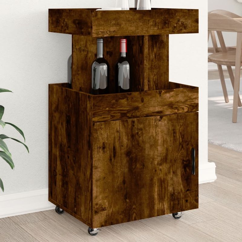Casa si Gradina - Mobilier - Comode si corpuri - Comode - Carucior de bar, stejar fumuriu, 50x41x89 cm, lemn prelucrat - Infinity.ro