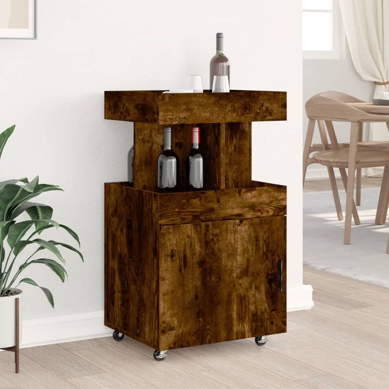 Casa si Gradina - Mobilier - Comode si corpuri - Comode - Carucior de bar, stejar fumuriu, 50x41x89 cm, lemn prelucrat - Infinity.ro